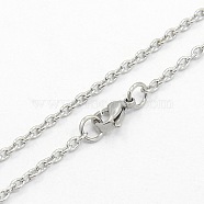 304 Stainless Steel Cable Chain Necklaces, with Lobster Claw Clasps, Stainless Steel Color, 17.7 inch(45cm)(STAS-O037-120P)