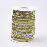 Glitter Sparkle Ribbon, Polyester & Nylon Ribbon, Colorful, 3/8 inch(9.5~10mm), about 50yards/roll(45.72m/roll)(SRIB-T002-01B-51)
