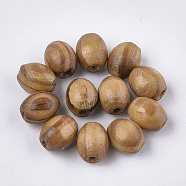 Pine Natural Wood Beads, Undyed, Oval, Peru, 10x8mm, Hole: 2~3mm(X-WOOD-S053-10)