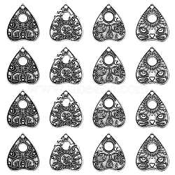 20Pcs 4 Styles Tibetan Style Alloy Pendants, Heart with Cat Pattern, Antique Silver, 26x22x1.5mm, Hole: 2mm, 5pcs/style(TIBEP-CJ0003-36)