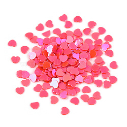 Heart AB Color Plated Ornament Accessories, PVC Plastic Paillette/Sequins Beads, No Hole, Deep Pink, 2.7x3x0.4mm, about 180000pcs/500g(PVC-T021-11D-01)