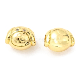 Brass Micro Pave Cubic Zirconia European Beads, Large Hole Beads, Lead Free & Cadmium Free, Dog Head, Real 18K Gold Plated, 10.5x13.5x10.5mm, Hole: 4.4mm(KK-M247-09G)