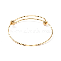 201 Stainless Steel Wire Wrap Extensible Bangle for Women, Golden, Inner Diameter: 2-1/2 inch(6.2cm)(BJEW-P285-04G)