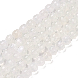 Natural Green Jade Beads Strands, Dyed, Round, WhiteSmoke, 8mm, Hole: 1.2mm, about 48pcs/strand, 15.75''(40cm)(G-Q162-A01-B01-05)