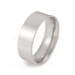 201 Stainless Steel Flat Plain Band Rings, Wide Band Rings, Stainless Steel Color, US Size 11(20.6mm), 8mm(X-RJEW-G106-8mm-11-P)