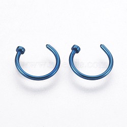 316 Stainless Steel Nose Nose Ring, Piercing Jewelry, Marine Blue, 12x11x1mm(AJEW-P070-02B)