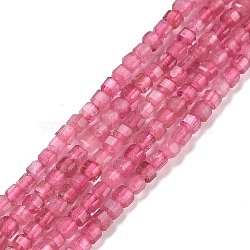 Natural Pink Tourmaline Beads Strands, Faceted, Cube, 2.5x2.5x2.5mm, Hole: 0.5mm, about 186~188pcs/strand, 15.16~15.35 inch(38.5~39cm)(G-C009-B20)