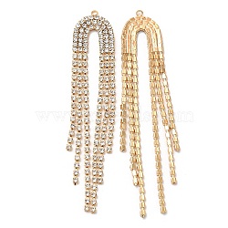 Plating Brass Micro Pave Cubic Zirconia Pendant, Tassel, Real 18K Gold Plated, 73x14.4x2mm, Hole: 1.2mm(KK-B074-61G)