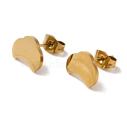 PVD Vacuum Plating 304 Stainless Steel Stud Earrings, Plain Cloud, Golden, 7.5x10mm(EJEW-Z040-36G)