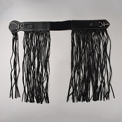 Imitation Leather Elastic Waist Belts, Tassel Lace-up Waist Belt with Alloy Clasp for Women Girl, Black, 25-1/2 inch(64.7cm)(AJEW-WH20020-004)