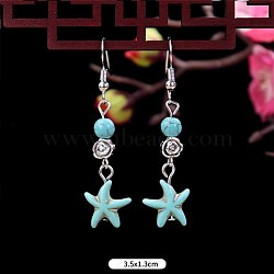 Turquoise Dangle Earrings for Women, Starfish(WG2299-20)