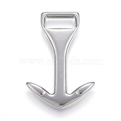 304 Stainless Steel Anchor Hook Clasps, For Leather Cord Bracelets Making, Anchor, Stainless Steel Color, 35x23x2.5mm, Hole: 4x10mm(STAS-E113-31P)