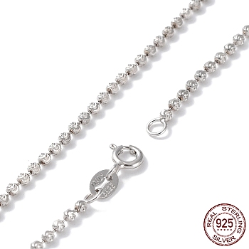 Rhodium Plated 925 Sterling Silver Ball Chain Necklace for Women, with S925 Stamp, Real Platinum Plated, 18-1/8 inch(46cm)