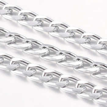Aluminum Twisted Chains Curb Chains, Unwelded, Lead Free and Nickel Free, Oxidated in Silver, Size: about Chain: 9mm long, 5mm wide, 1.5mm thick