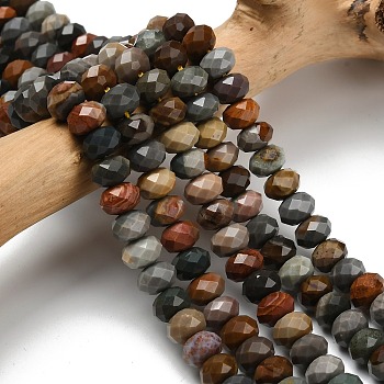 Natural Alashan Agate Beads Strands, Faceted, Rondelle, Colorful, 8x5.5mm, Hole: 1.2mm, about 69pcs/strand, 15.16''(38.5cm)