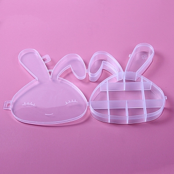 9 Grids Rabbit Shape Plastic Organizer Boxes, Storage Container for Beads Jewelry Nail Art Small Items, Clear, 13.1x16.7x2.6cm