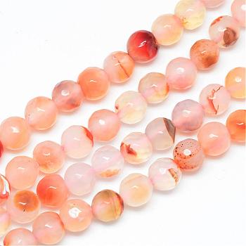 Natural Carnelian Bead Strands, Dyed, Faceted, Round, 4~5mm, Hole: 1mm, about 92pcs/strand, 14.3 inch