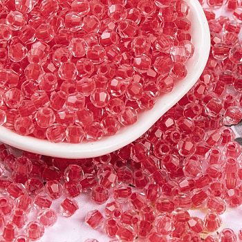 Glass Seed Beads, Inside Colours, Bicone, Crimson, 4.5x3.5mm, Hole: 1.5mm, 5625pcs/pound