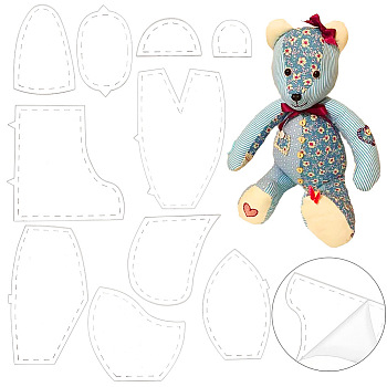 BENECREAT 1 Set Acrylic Patchwork Templates, for Bear Doll Making, Clear, 43~105x26~78x2mm, 10pcs/set