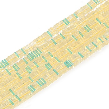 Electroplate Glass Beads Strands, Heishi Beads, Square, Lemon Chiffon, 3x3x1mm, Hole: 0.9mm, about 210pcs/strand, 14.96~16.54''(38~42cm)