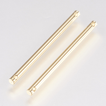 Brass Links connectors, Bar, Real 18K Gold Plated, 35x2mm, Hole: 1mm