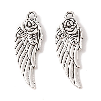 Alloy Pendants, Wing, Antique Silver, 31x11.5x3.5mm, Hole: 2mm