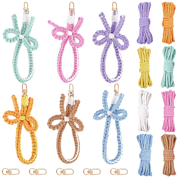 DIY Jewelry Making Kits, Including 50M 8 Colors Cotton String Threads for Crafts Knitting Making, with 6Pcs Alloy Swivel Clasps, Mixed Color, 3mm