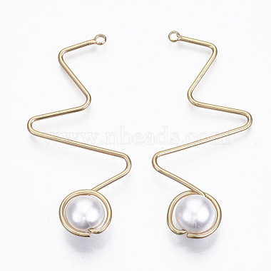 ABS Plastic Imitation Pearl Big Wire Wrapped Pendants(X-KK-N235-007)-3