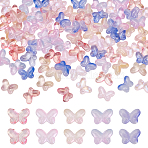110Pcs 5 Colors Gradient Color Transparent Glass Beads, Butterfly, Mixed Color, 10x14.5x4.5~5.5mm, Hole: 0.7~1.2mm, 22pcs/color(GLAA-GA0002-22)