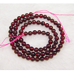 Natural Garnet Bead Strands, Grade B, Round, 4mm, Hole: 0.8mm, about 89pcs/strand, 16 inch(X-Z0RR3011)