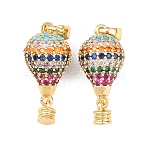 Brass Micro Pave Cubic Zirconia Pendants, Hot Air Balloon Charms, Golden, 21x9.5mm, Hole: 4.5x3mm(KK-H249-01G)