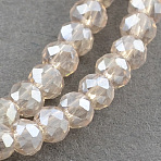 Electroplate Glass Beads Strands, AB Color Plated, Faceted Rondelle, Linen, 3x2mm, Hole: 0.5mm, about 135~140pcs/strand, 32~34cm(X-EGLA-R048-2mm-33)