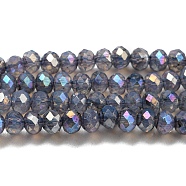Transparent Baking Painted Glass Beads Strands, AB Color, Faceted, Round, Dark Slate Gray, 3x2.5mm, Hole: 0.7mm, about 156~159pcs/strand, 14.80~14.96 inch(37.6~38cm)(DGLA-F002-02B-01)