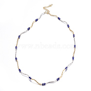 Faceted Natural Lapis Lazuli Necklaces, with Brass Findings, Grade AAA, 16.5 inch(42cm)(NJEW-F212-03GP)