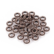 Tibetan Style Alloy Spacer Beads, Donut, Cadmium Free & Nickel Free & Lead Free, Red Copper, 8x2.5mm, Hole: 4mm(RLF11067Y-NF)