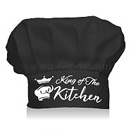 Custom Cotton Chef Hat, Black Hat with White Word King of The Kitchen, Crown Pattern, 300x230mm(AJEW-WH0242-004)