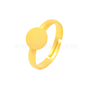 Golden Color Adjustable Brass Ring Components, Pad Ring Findings, For Jewelry Making, Lead Free and Cadmium Free, Size: about 3mm wide, 17mm inner diameter, Tray: 8mm in diameter(X-EC541-G)