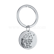 Alloy Keychain, Cadmium Free & Lead Free, Flat Round with Word Your Wings Were Ready But Our Hearts Were Not, Platinum, 53mm(KEYC-K016-03P)