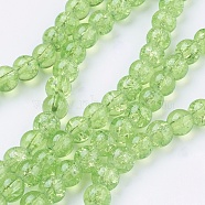 Crackle Glass Beads Strands, Round, Pale Green, 6mm, Hole: 1.3~1.6mm, 31.4 inch(X-CCG-Q001-6mm-11)
