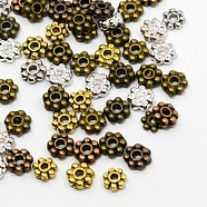 Tibetan Style Beads Alloy Daisy Spacer Beads, Cadmium Free & Nickel Free & Lead Free, Mixed Color, 4x1mm, Hole: 1mm, about 340pcs/200g(TIBEB-A101757-M-NR)