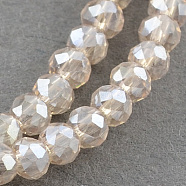 Electroplate Glass Beads Strands, AB Color Plated, Faceted Rondelle, Linen, 3x2mm, Hole: 0.5mm, about 165~170pcs/strand, 16.7 inch(X-EGLA-R048-2mm-33)