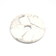 Donut/Pi Disc Natural Gemstone Pendants, Howlite, Donut Width: 12mm, 30x5mm, Hole: 6mm(G-L234-30mm-13)