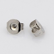 304 Stainless Steel Ear Nuts, Friction Earring Backs for Stud Earrings, Stainless Steel Color, 5~5.5x4~4.5x2.5~3mm, Hole: 1mm(STAS-N019-14)