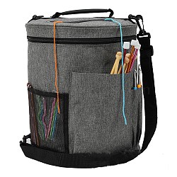 Oxford Cloth Drum Yarn Storage Bags, for Portable Knitting & Crochet Organizer, Gray, 28x33cm(SENE-PW0017-07B)