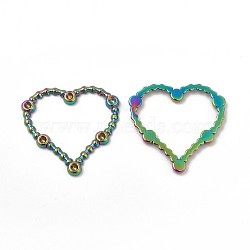 Ion Plating(IP) 304 Stainless Steel Linking Ring Rhinestone Settings, Heart, Rainbow Color, Fit For 1.5mm Rhinestone, 21x22x1.5mm, Hole: 14x17mm(STAS-A070-27MC)