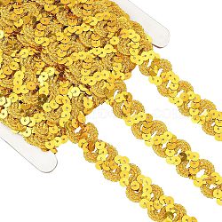 Curtain Polyester Ribbon, with Sequins, Garment Accessories, Gold, 3/4 inch(20.5mm), about 12.03~13.12 Yards(11~12m)/Card(OCOR-WH0066-32)