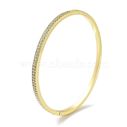 Brass Micro Pave Clear Cubic Zirconia Hinged Bangles for Woman, Real 18K Gold Plated, Inner Diameter: 2-1/4 inch(5.85cm)(BJEW-Z061-02G)