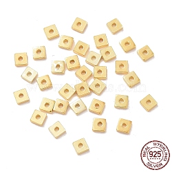 925 Sterling Silver Beads, Square, Golden, 3x3x1mm, Hole: 1mm, about 125Pcs/10g(STER-D035-08G)
