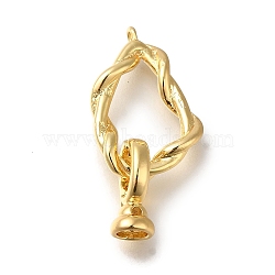 Brass Fold Over Clasp, Irregular Shape, Real 18K Gold Plated, 30mm(KK-H480-18G)