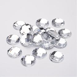 Imitation Taiwan Acrylic Rhinestone Flat Back Cabochons, Faceted, Half Round/Dome, Clear, 25x6mm, 100pcs/bag(GACR-D002-25mm-01)